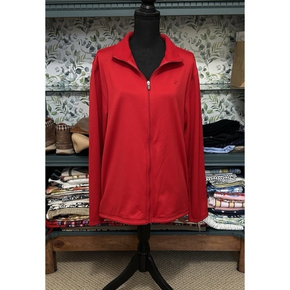 Izod Perform X Golf Full Zip‎ Stretch Jacket Red Windbreaker Men's Medium